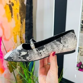 Adele Ballet Flat - Black/White Snake