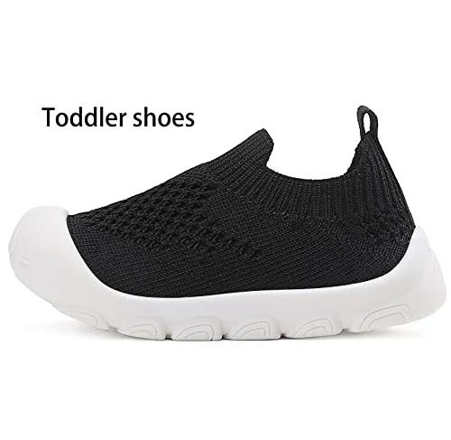 AILYLAKP Baby Toddler Shoes Boys Girls Shoes Kids Tennis Sneakers Barefoot Slip on Sock Shoes Infant First Walking Shoes B-Black