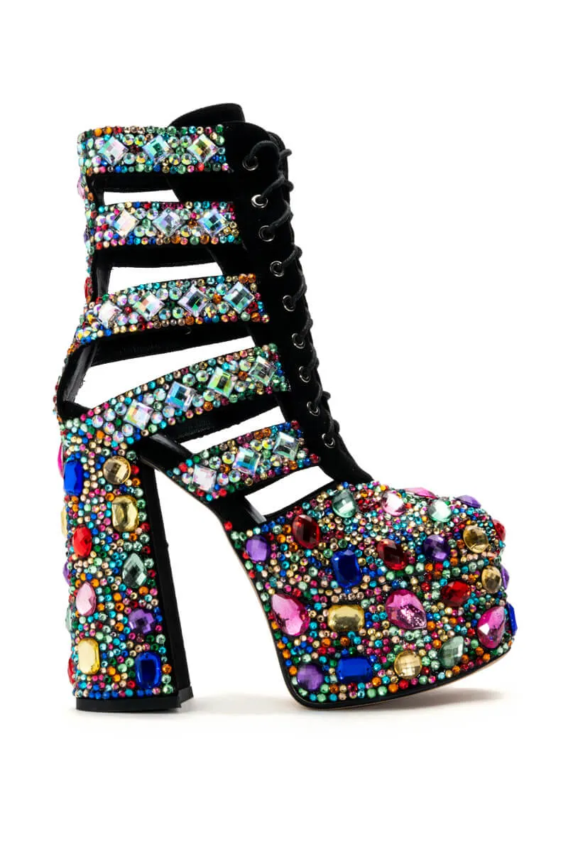 AZALEA WANG EMBELLISH STRAPPY SANDAL IN MULTI