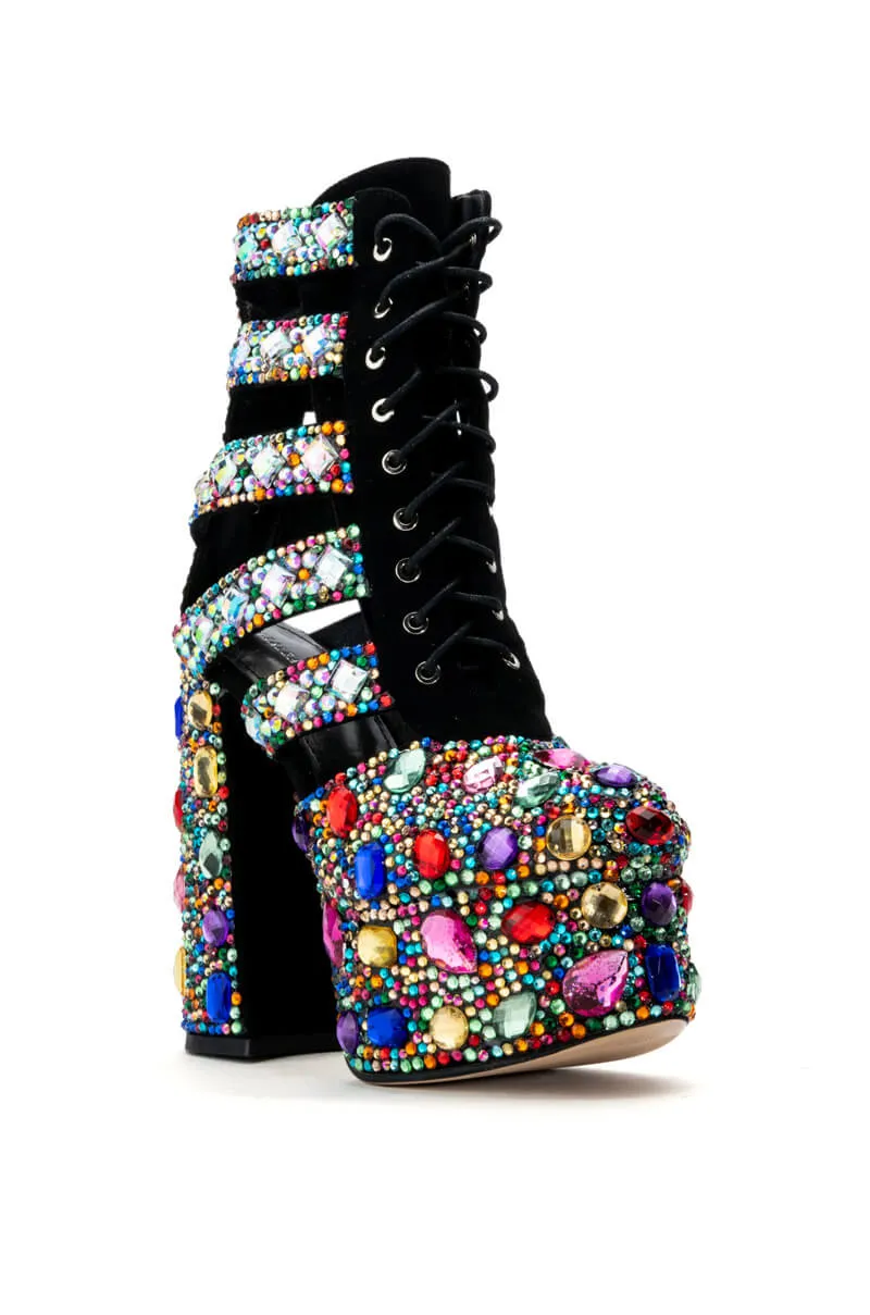 AZALEA WANG EMBELLISH STRAPPY SANDAL IN MULTI