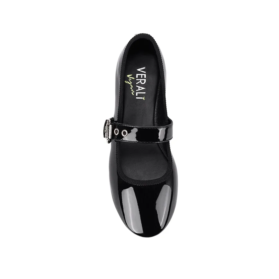 Banks Buckled Mary-Jane Flats - Black Patent