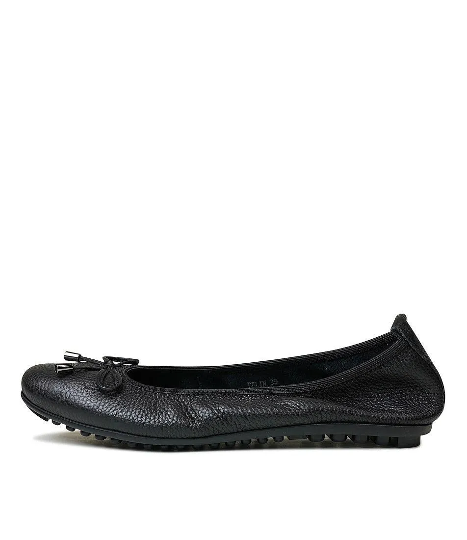 Belin Black Leather Ballet Flats