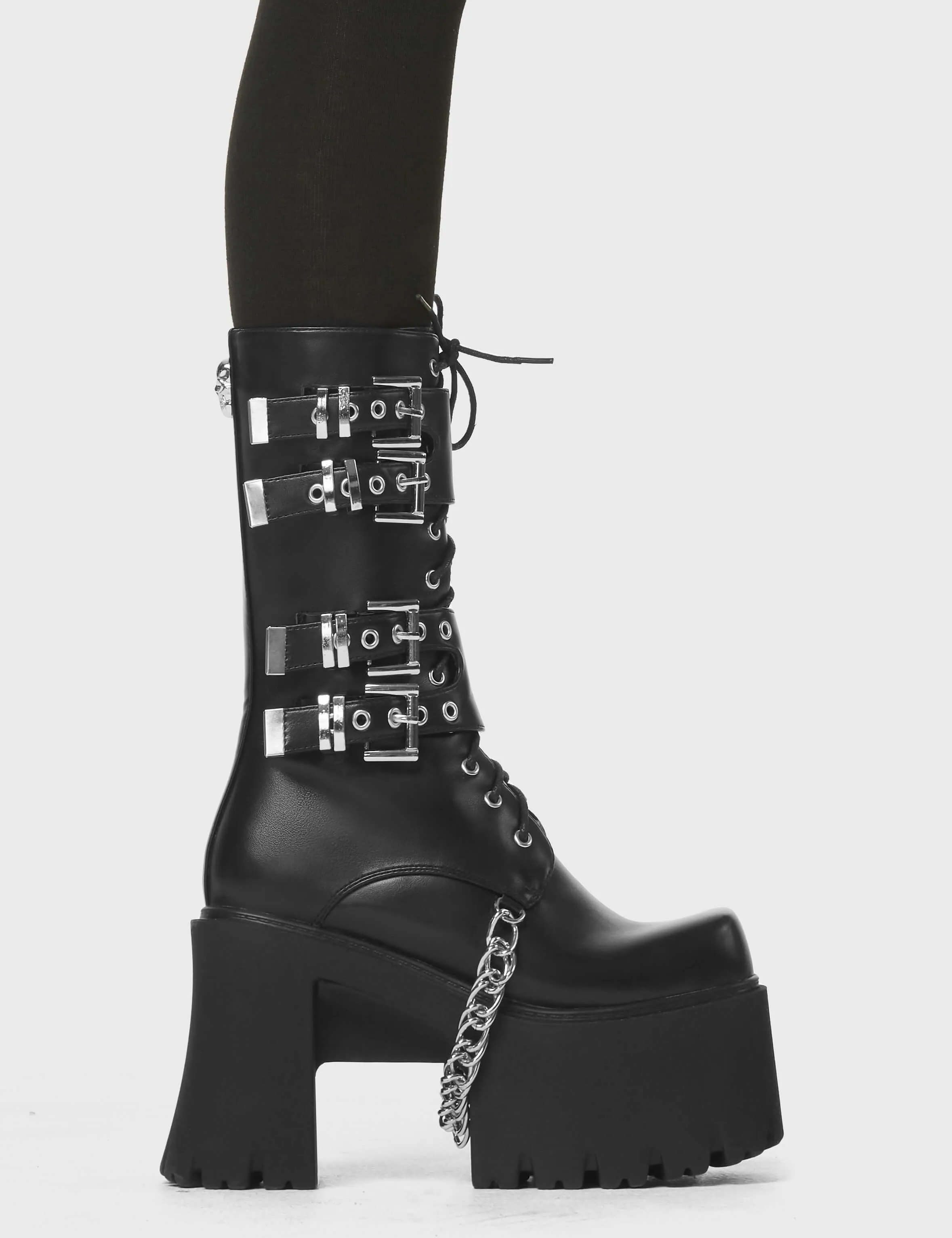 Bite My Tongue Chunky Platform Calf Boots