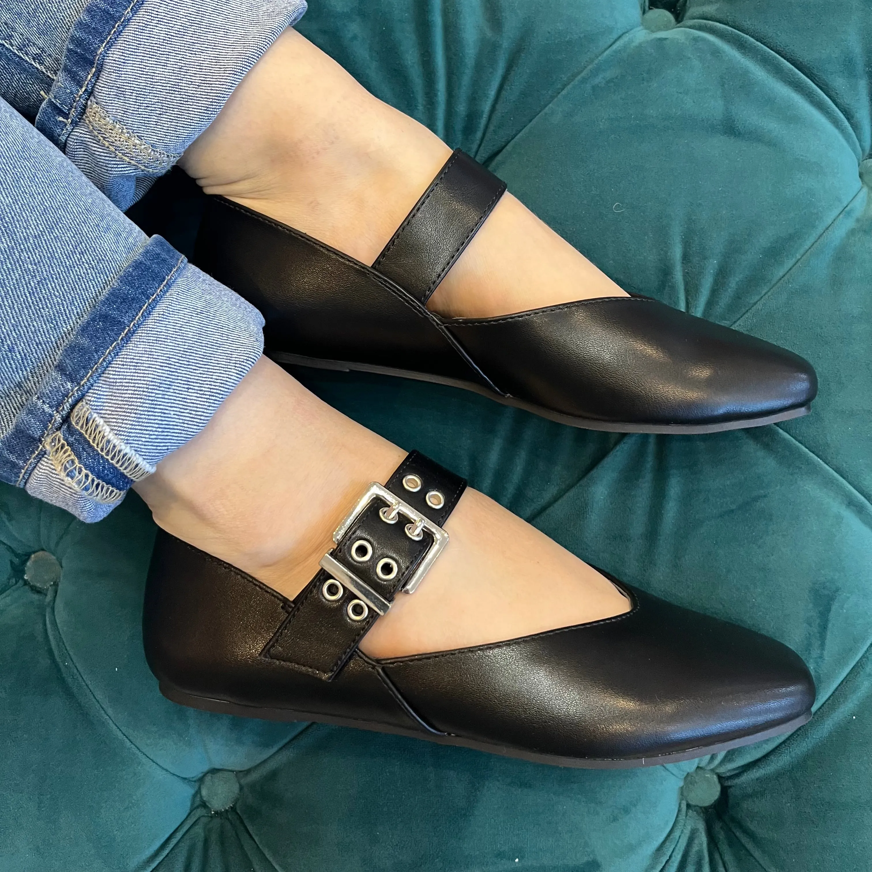 Blissful Steps Mary Jane Square Toe Ballet Flats