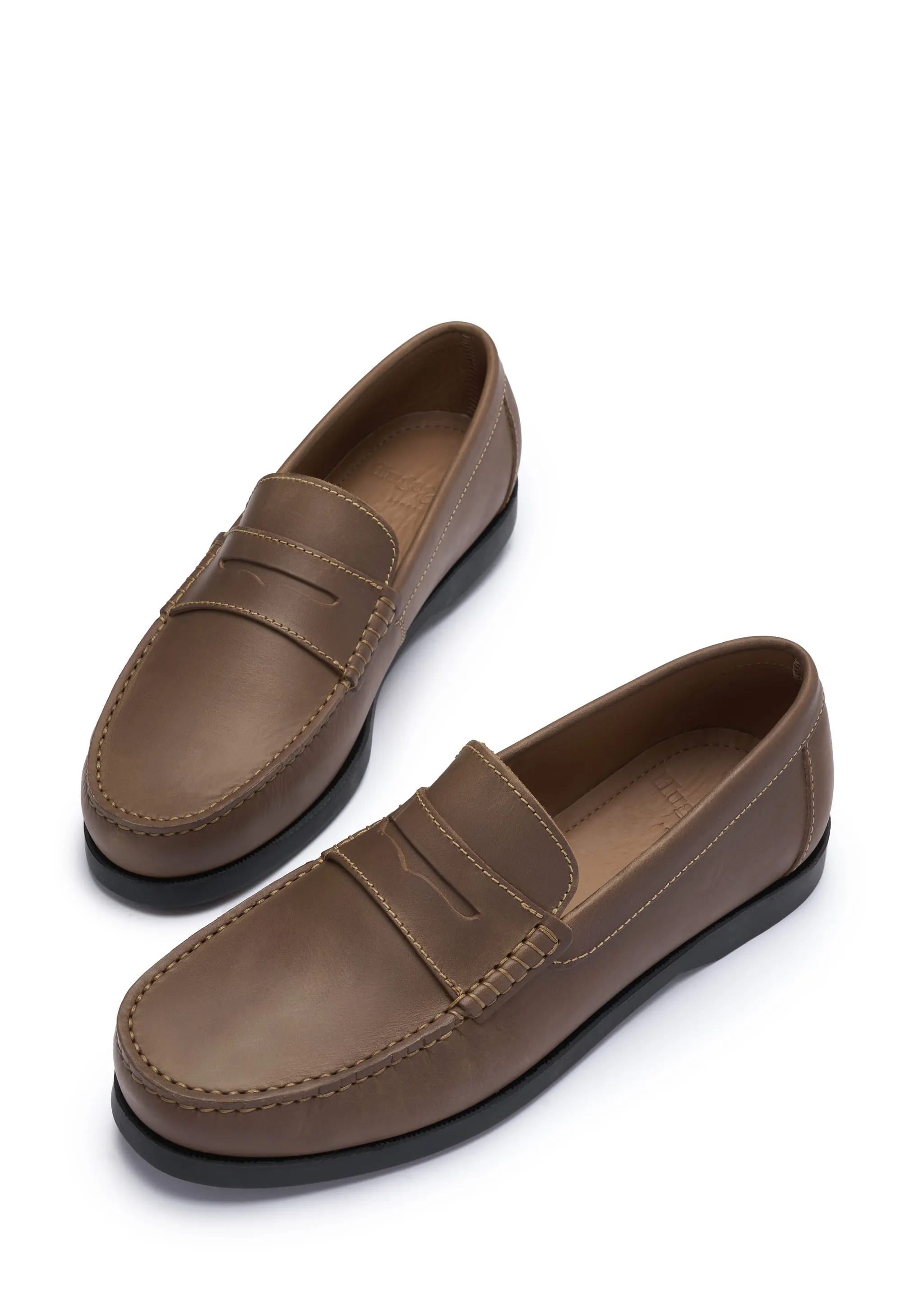 Boat Loafers, light brown leather