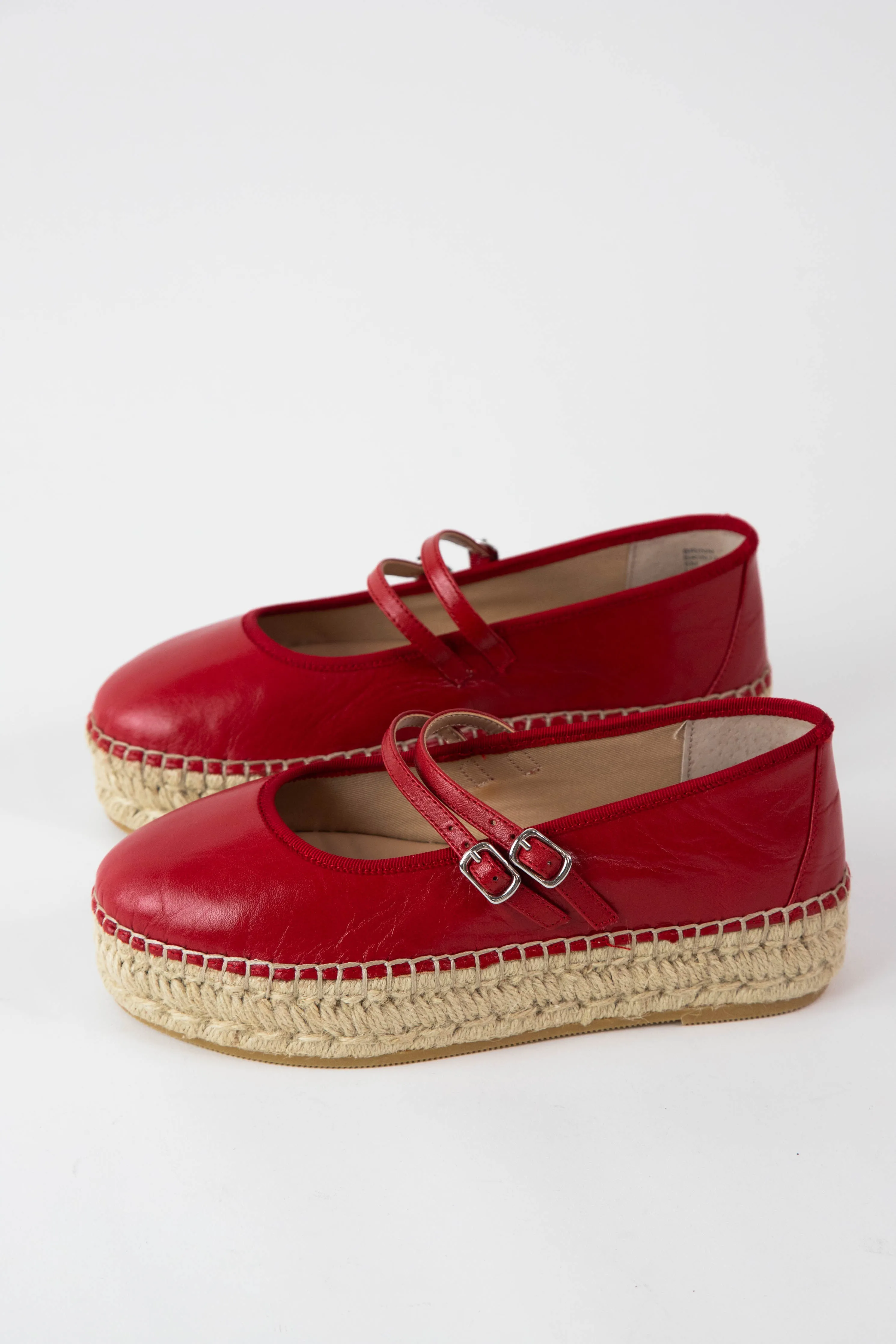 Brinn Espadrille Platform Mary Janes, Red Leather | Steve Madden