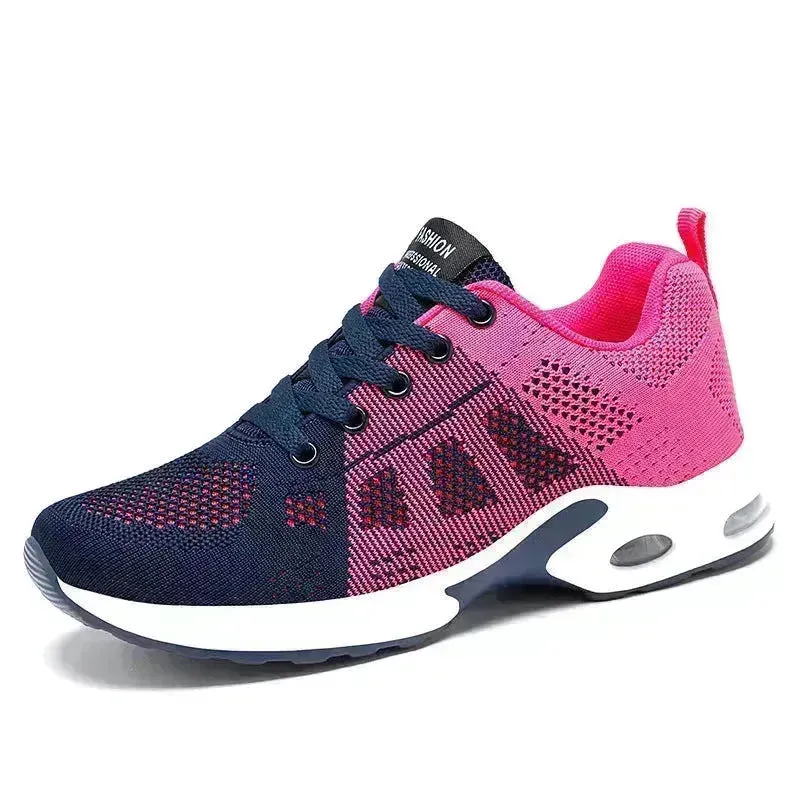 Casual Shoes Breathable Lightweight Mother Shoes Lace-up Cushioned Sneakers for Women