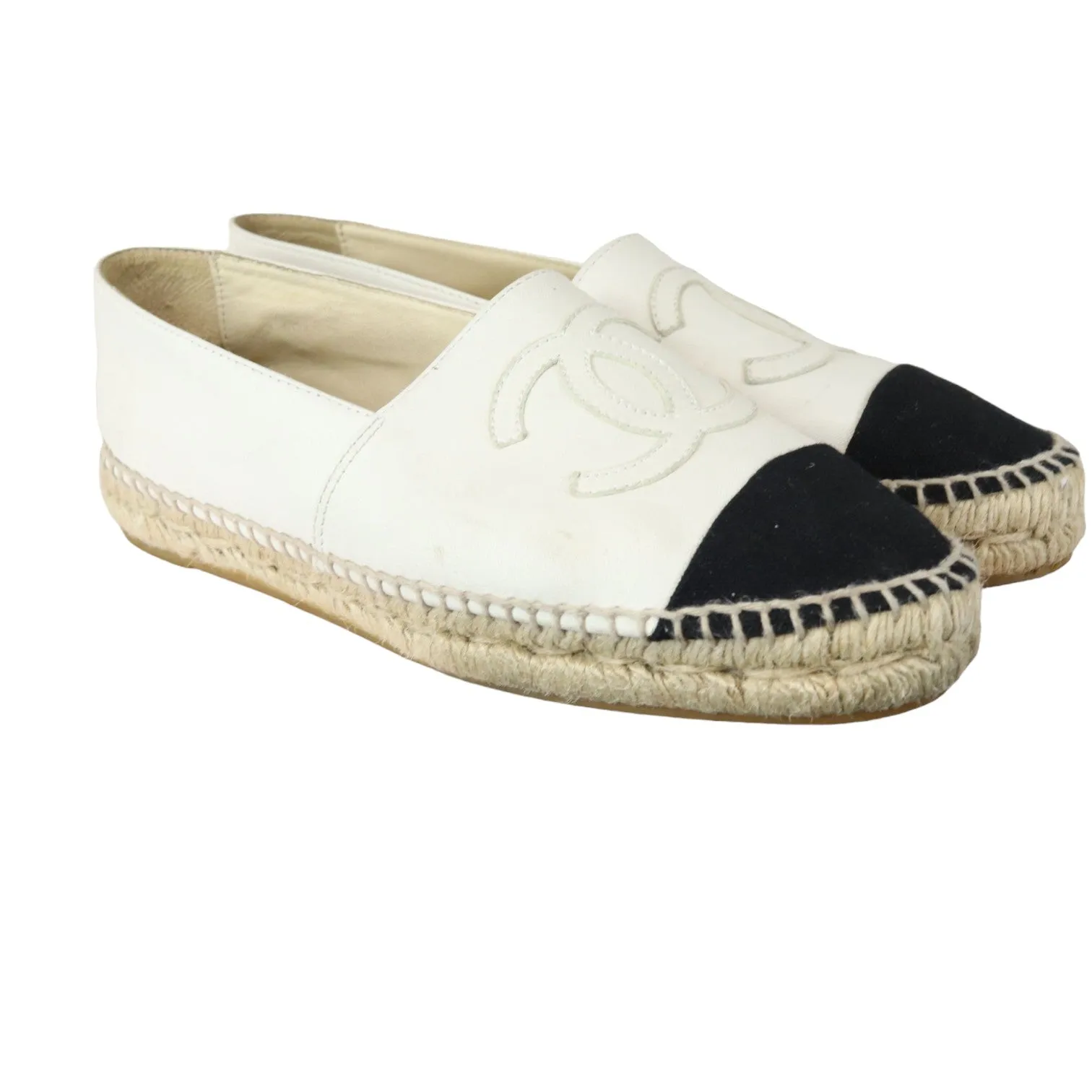 CC Espadrilles Lambskin White Black Size 37