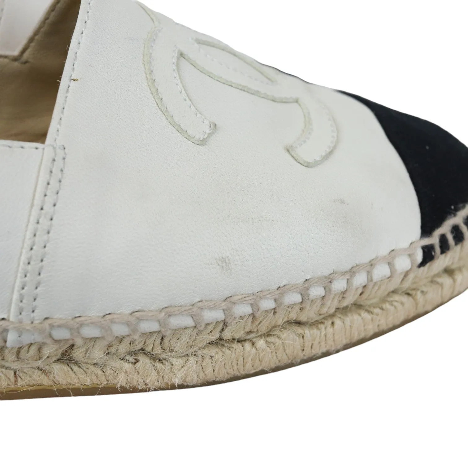 CC Espadrilles Lambskin White Black Size 37