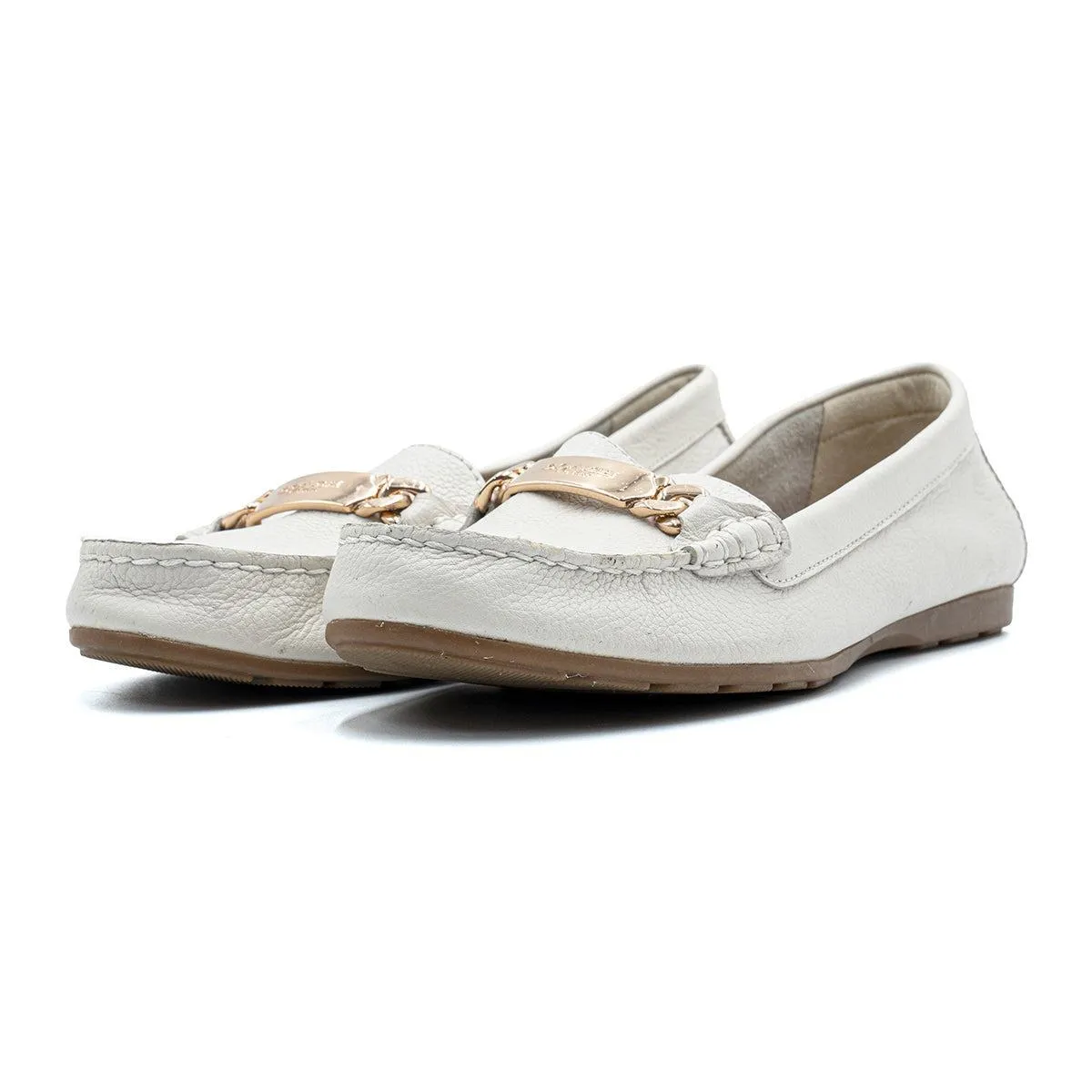 Coach Slipon Loafers Leather White Colour For Women