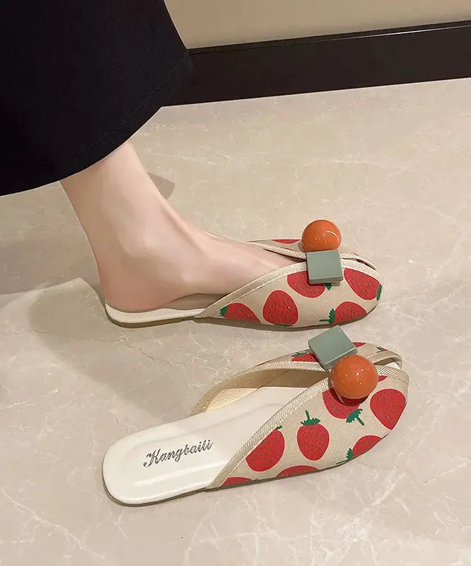 DIY Strawberry Print Splicing Slide Sandals Cotton Fabric LY8314