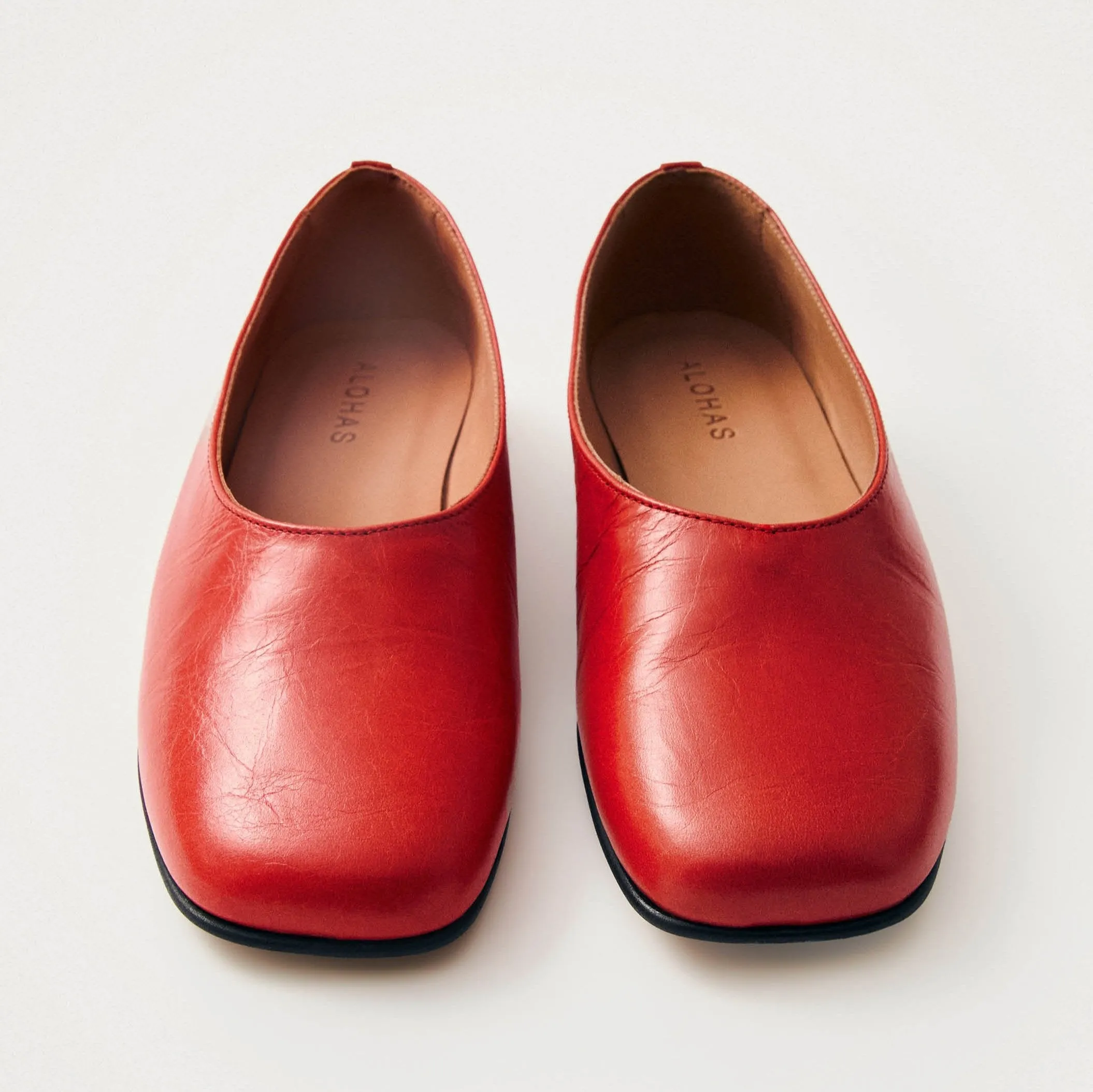 Edie Red Leather Ballet Flats