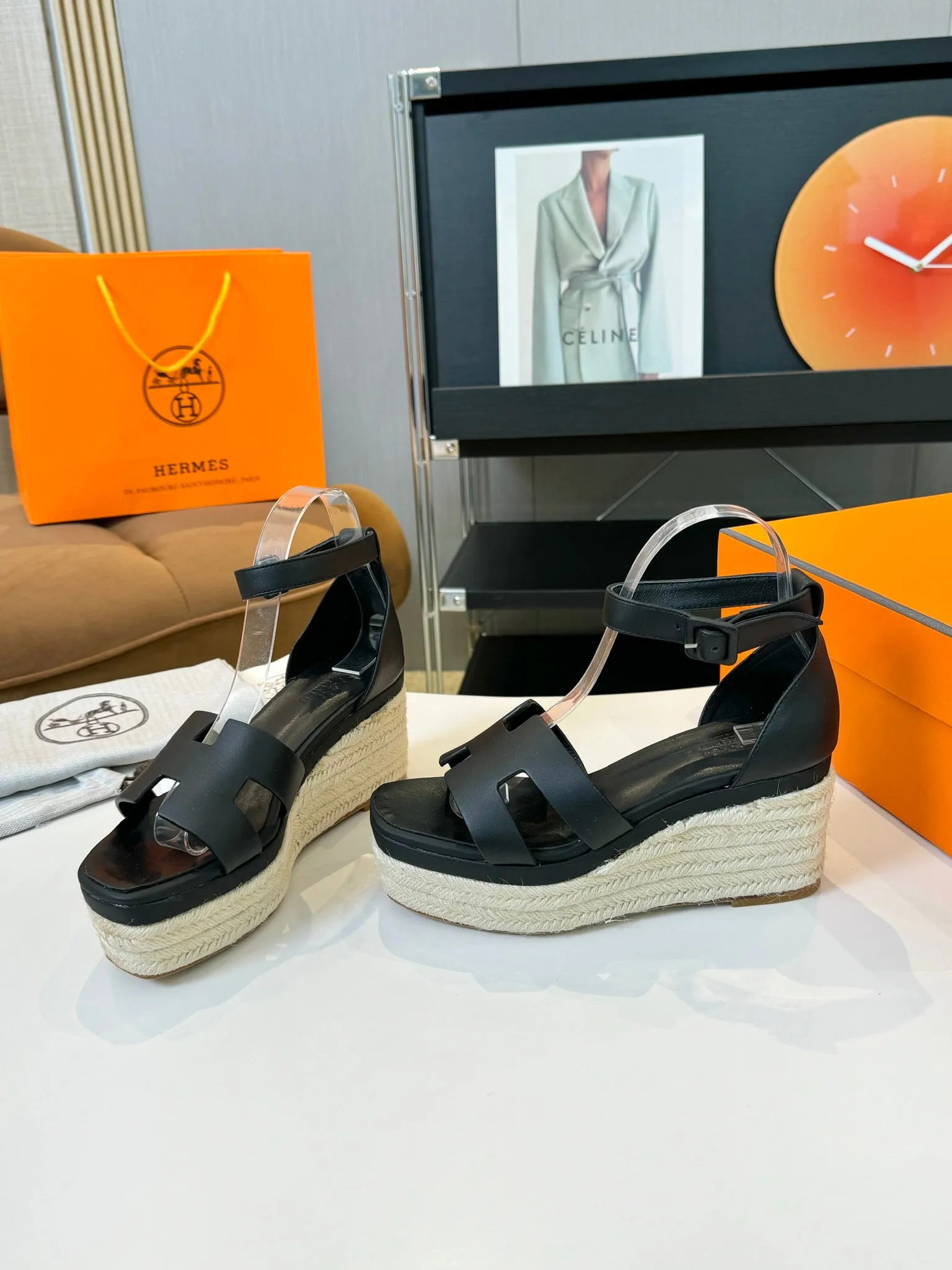 Elda espadrille 80 Black Calfskin