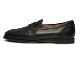 ERIKA Black Leather Saddle Loafers