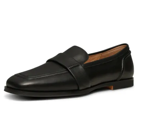 ERIKA Black Leather Saddle Loafers