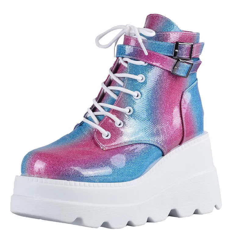 Funki Buys | Boots | Women's High Platform Buckle Ankle Boots