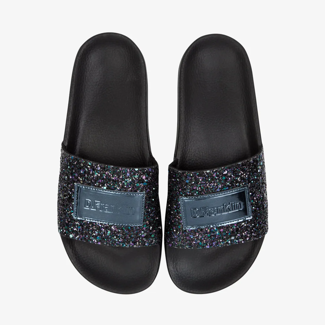 Glitter Slides Black