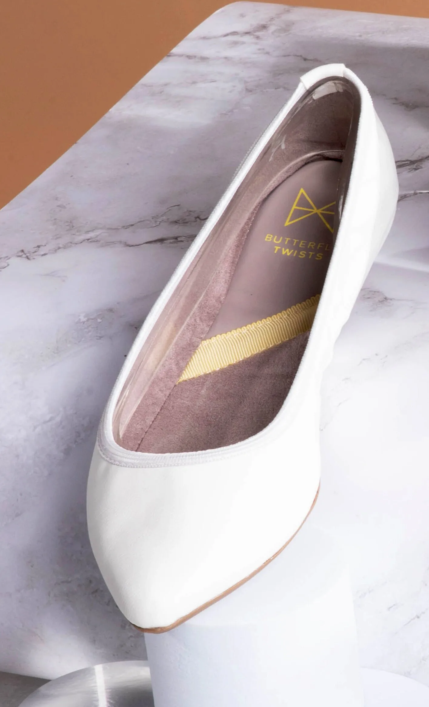 JANEY Ballet Flat Shoes - Off White Tumble Nappa