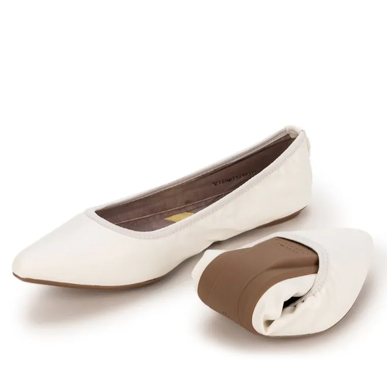 JANEY Ballet Flat Shoes - Off White Tumble Nappa