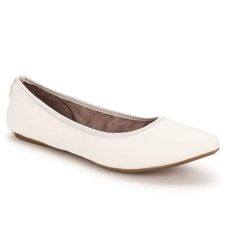 JANEY Ballet Flat Shoes - Off White Tumble Nappa