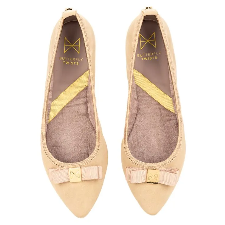 JASMINE Ballet Flat Shoes - Sand Burnished Suede