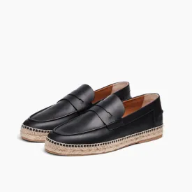 Luxury Black Men's Leather Espadrilles Sandals