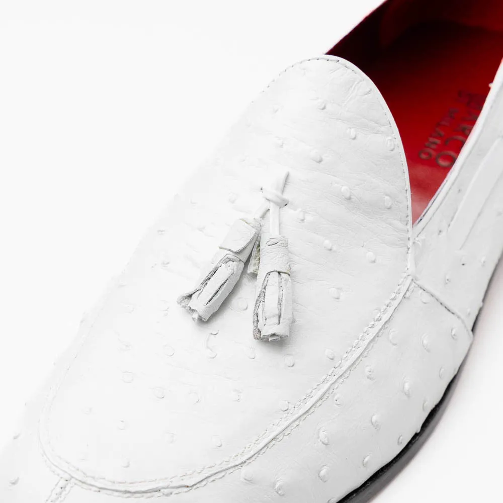 Marco Di Milano Aubiere White Ostrich Loafers