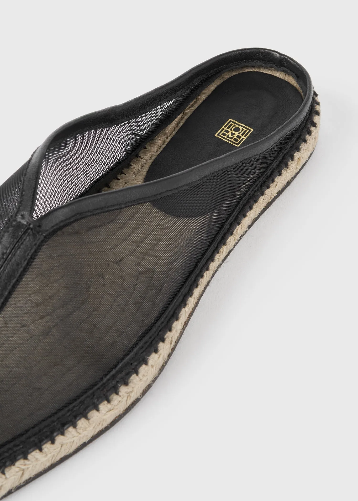 Mesh espadrille slippers black