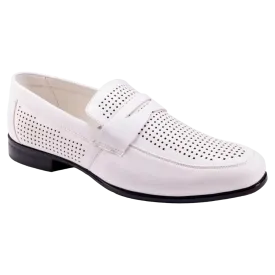 Montique White Men's Dress Slip-On Shoes Penny Strap Loafer