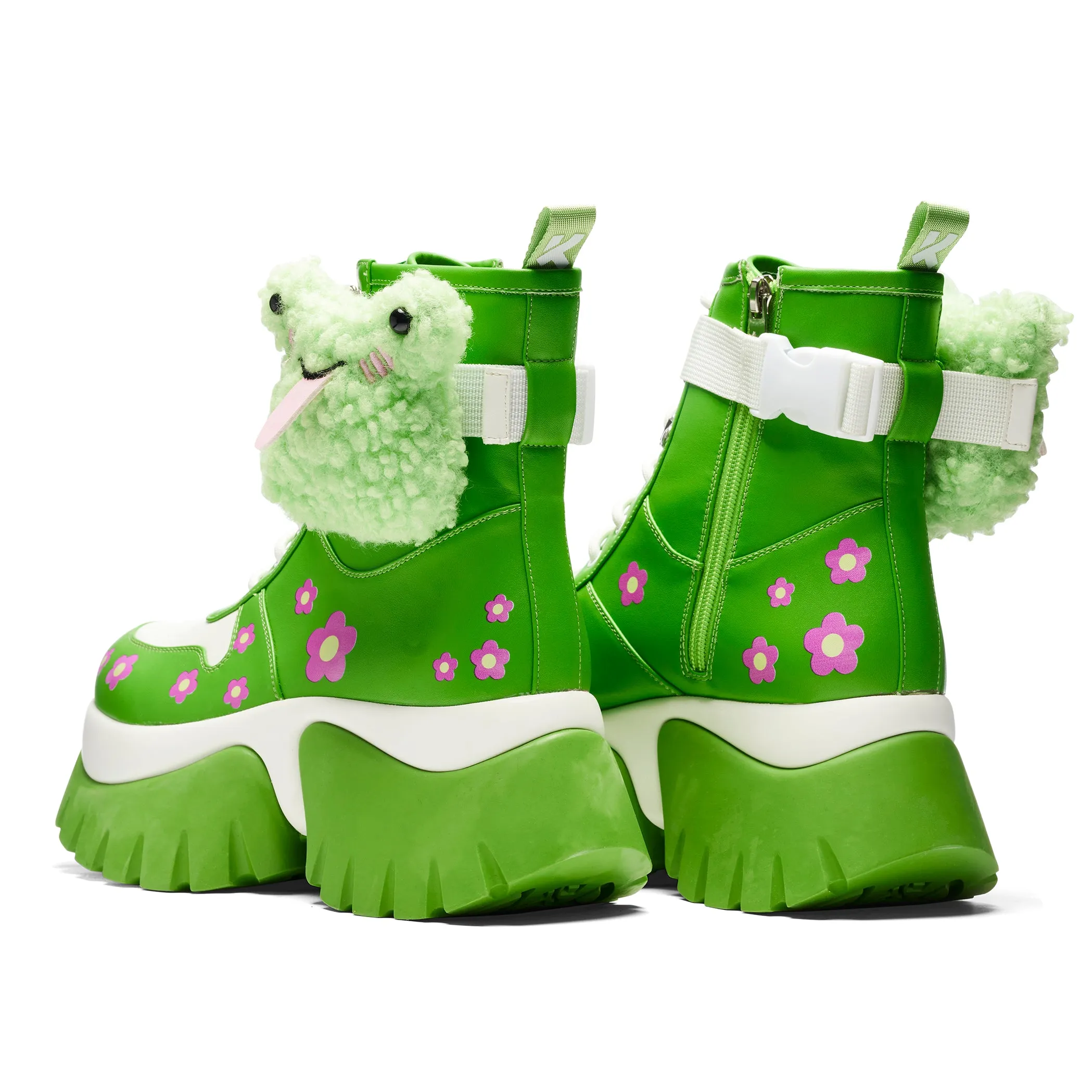 My Tongue Is Sticky Chunky Frog Boots - Green