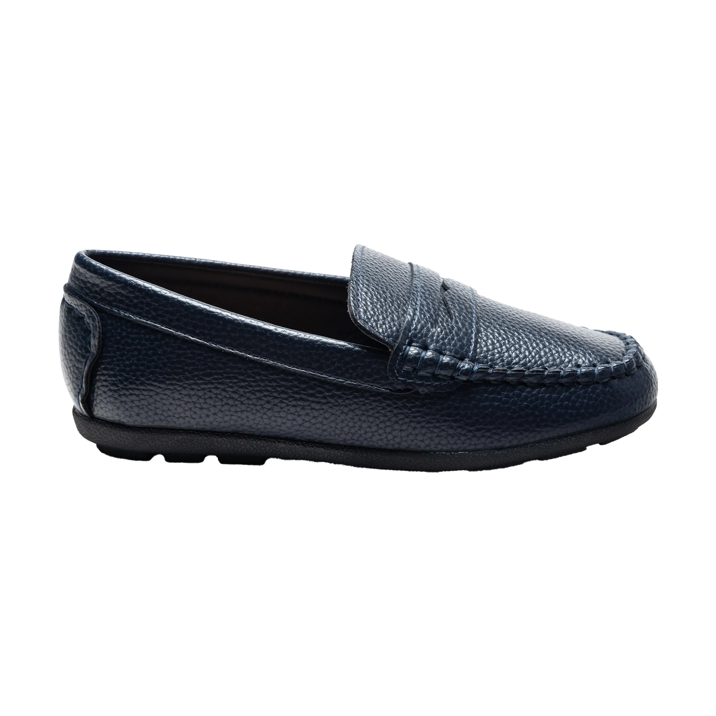 Navy Faux Leather Penny Loafers