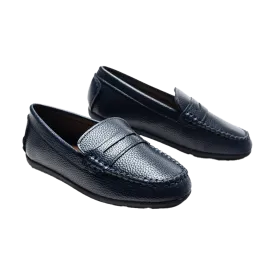 Navy Faux Leather Penny Loafers