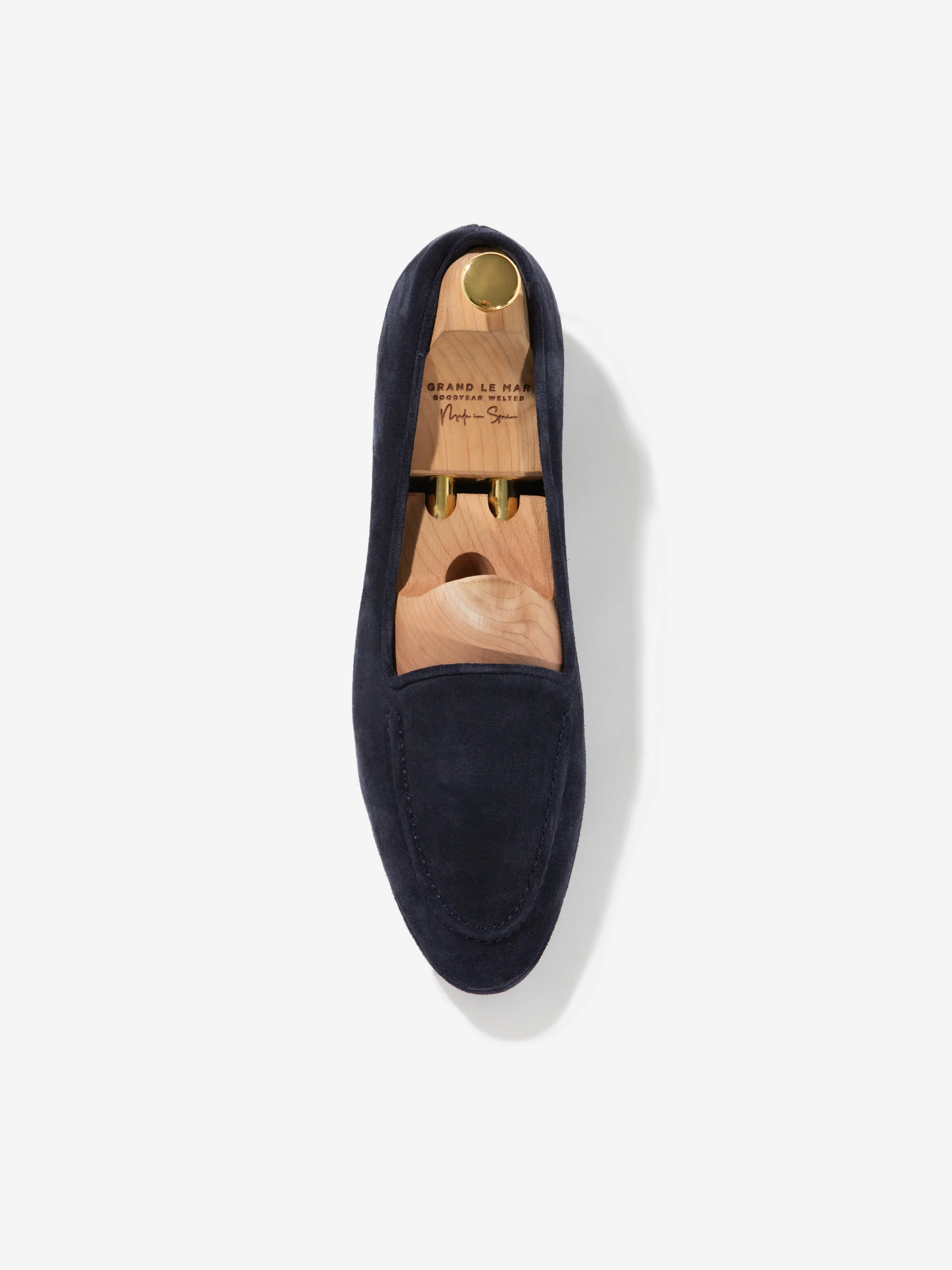 Navy Suede Belgian Loafers