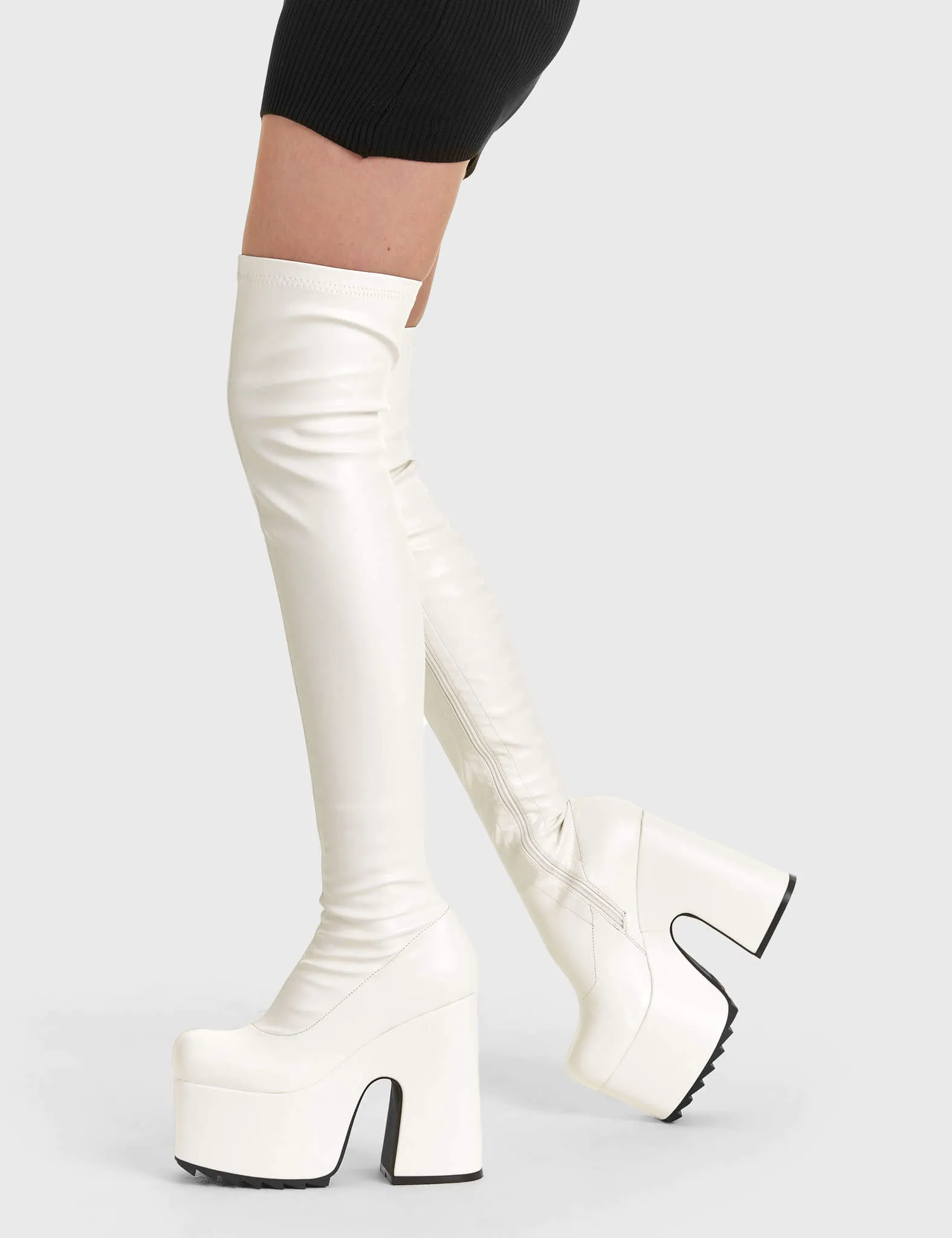 Not Ready Chunky Platform Thigh High Boots