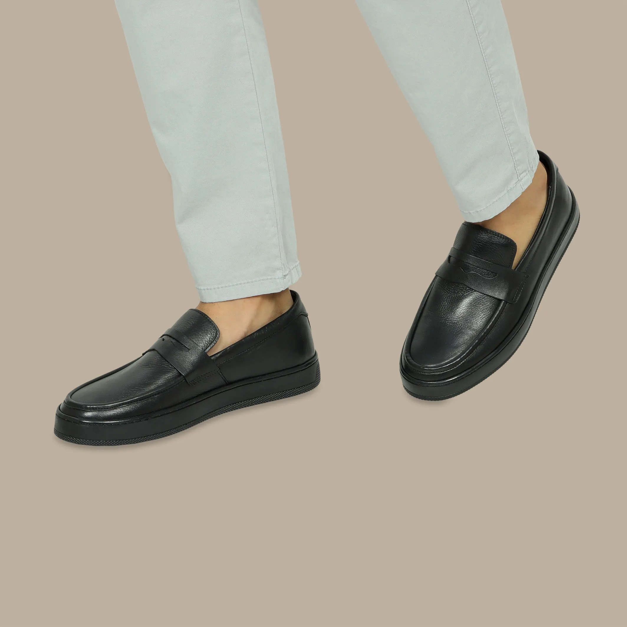 Penny Casual Loafer in Black Leather