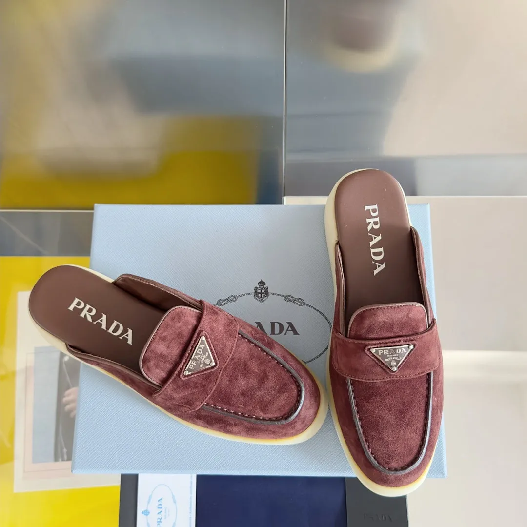 Pra Wine Suede Leather Mule 25mm Rubber Sole