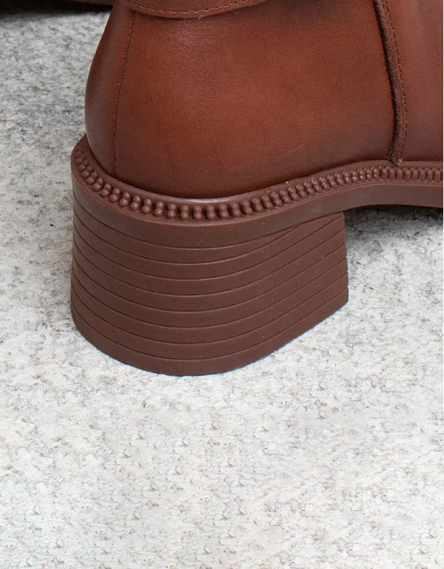 Side Buckle Comfortable Chunky Heel Chelsea Booties