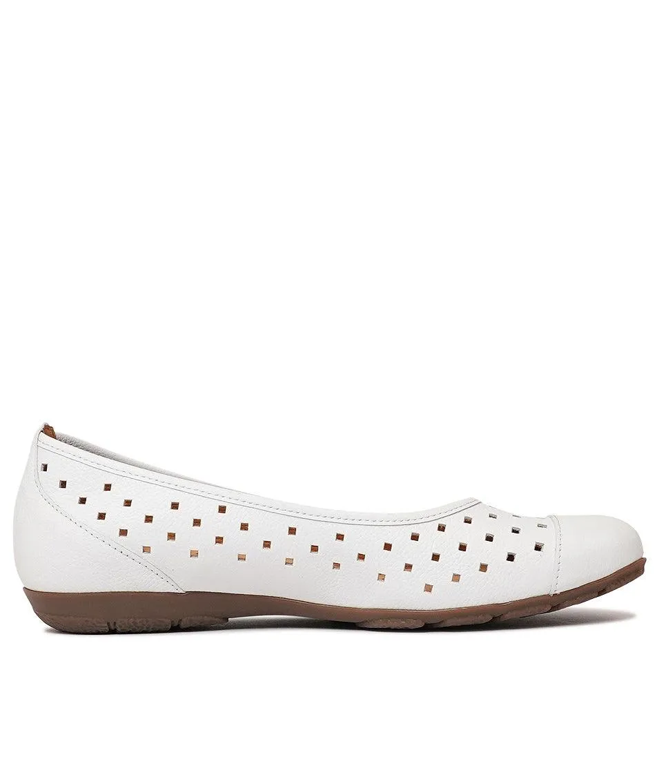 Skylar White Leather Ballet Flats