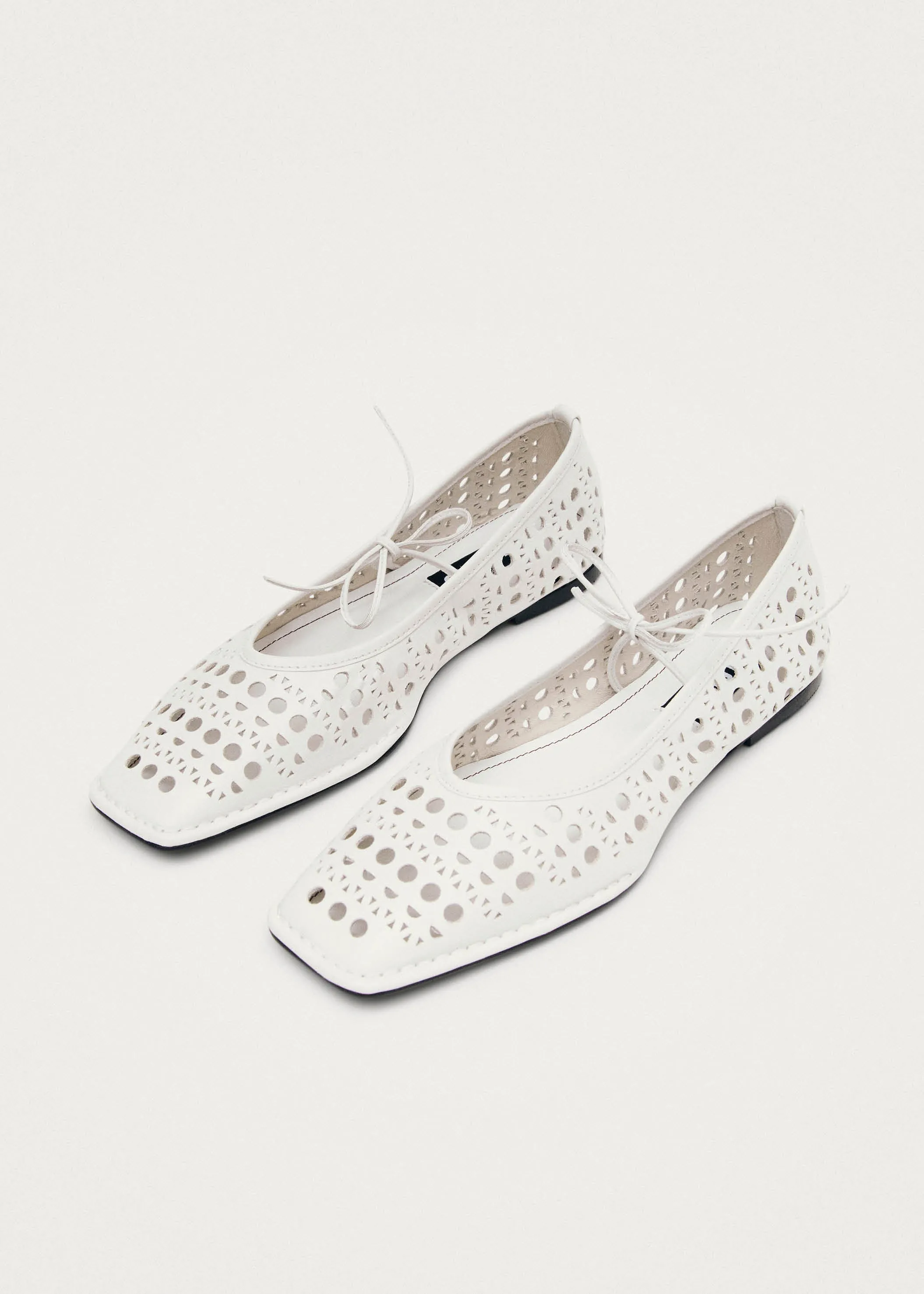 Sway Slit White Leather Ballet Flats