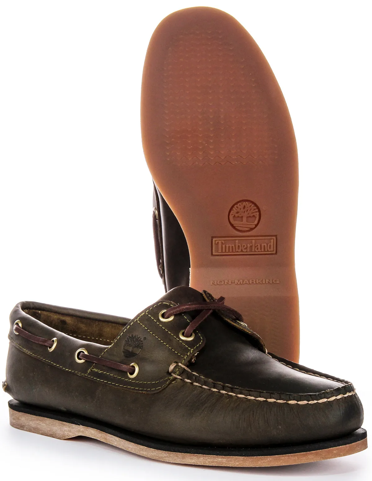 Timberland A4187 Boat Shoes In Olive For Men