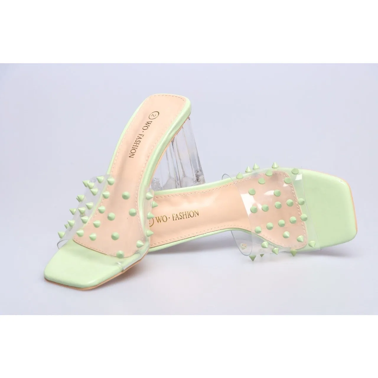 transparent open toe rivet slippers