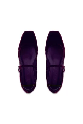 Uma Velvet Mary Jane Ballet Flats Purple