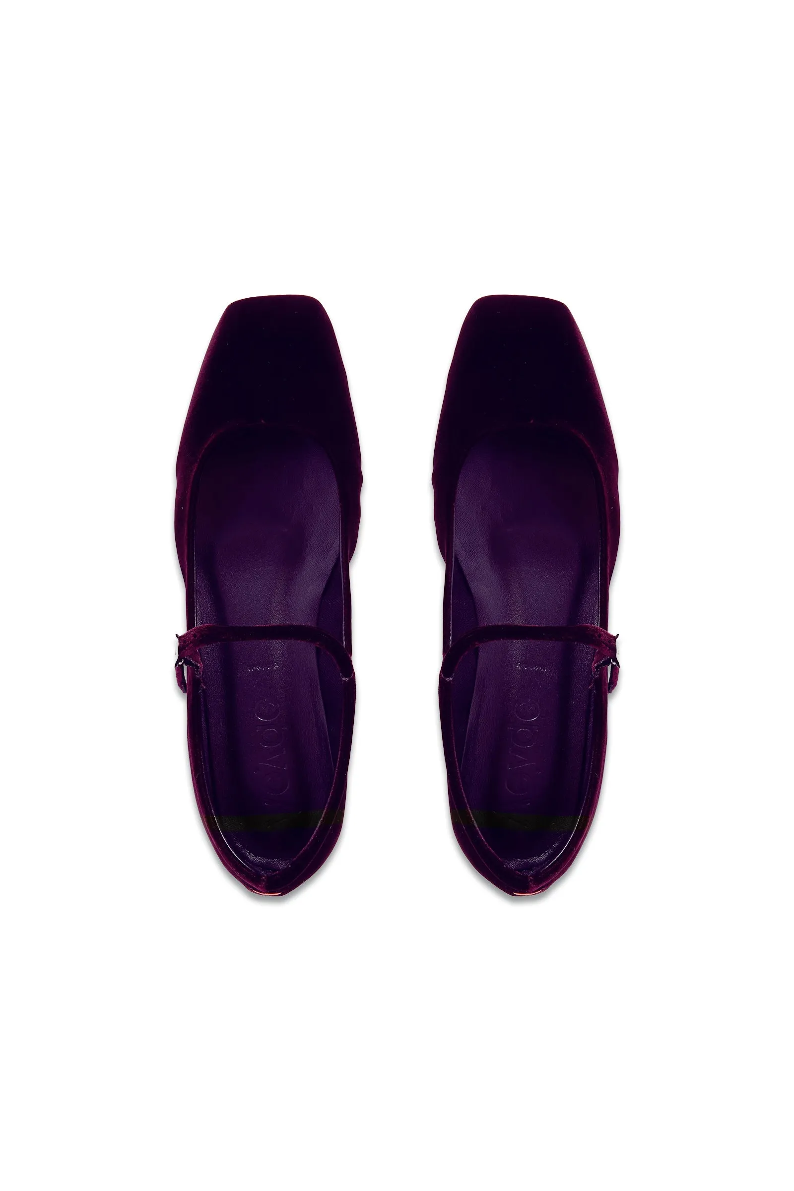 Uma Velvet Mary Jane Ballet Flats Purple