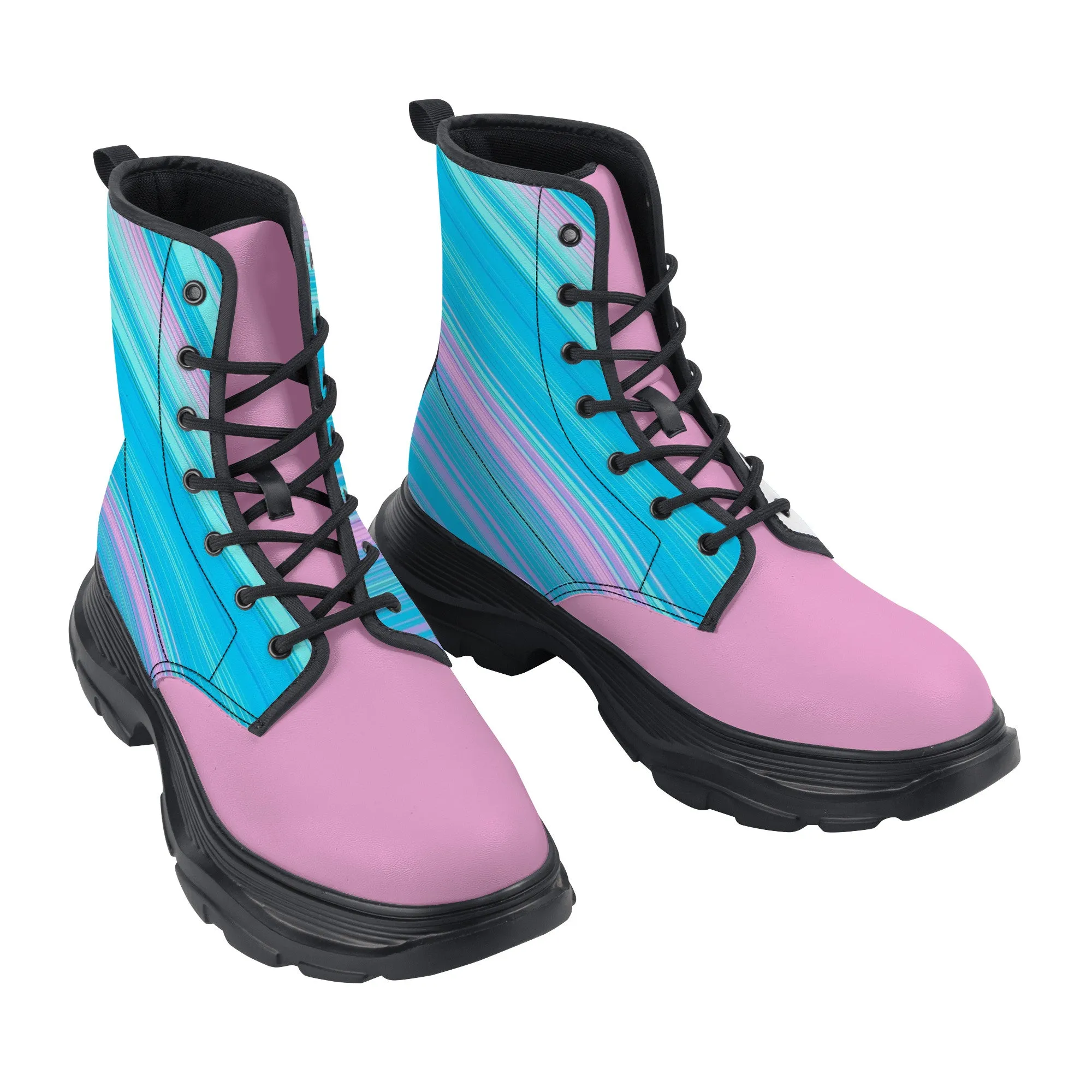 Unisex Chunky Boots - Blue/Pink