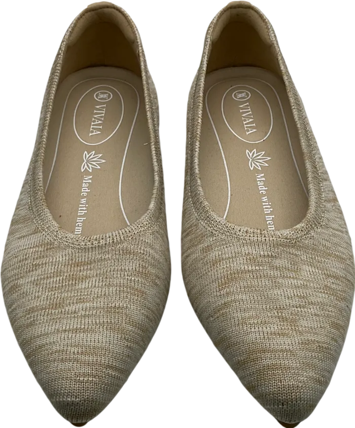 vivaia Beige Pointed Toe Comfortable Ballet Flats UK 4 EU 37 👠