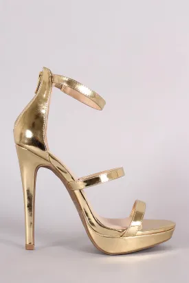 Wild Diva Lounge Metallic Triple Straps Stiletto Heel