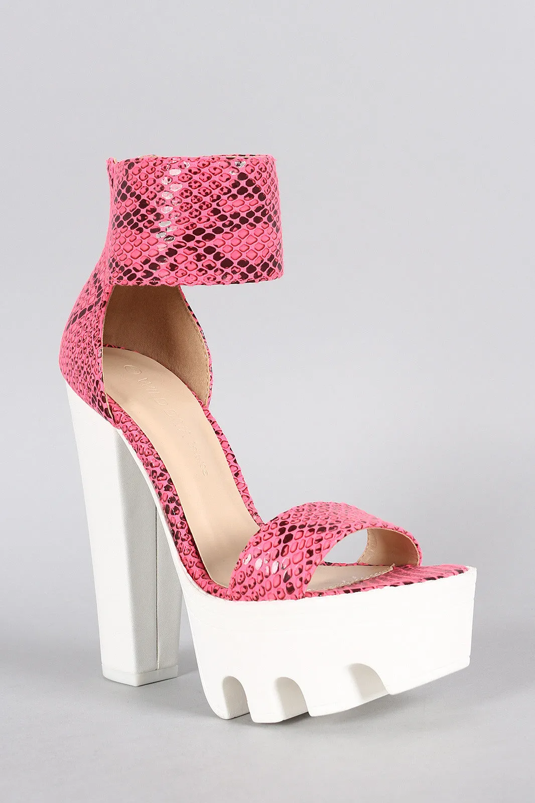 Wild Diva Lounge Snake Lug Sole Platform Heel