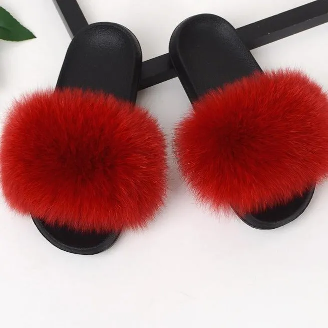 Women Inhouse Fashion Fur Slides