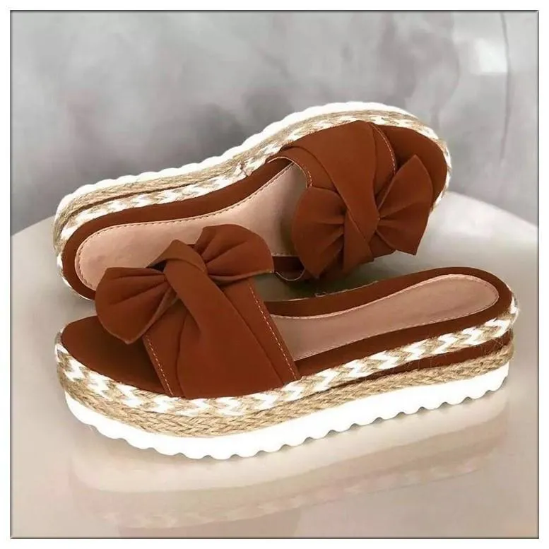 Women New Fashion Platform Bow Slide Sandals