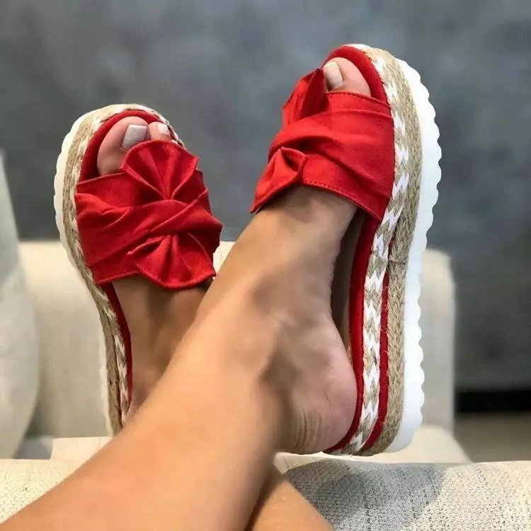 Women New Fashion Platform Bow Slide Sandals